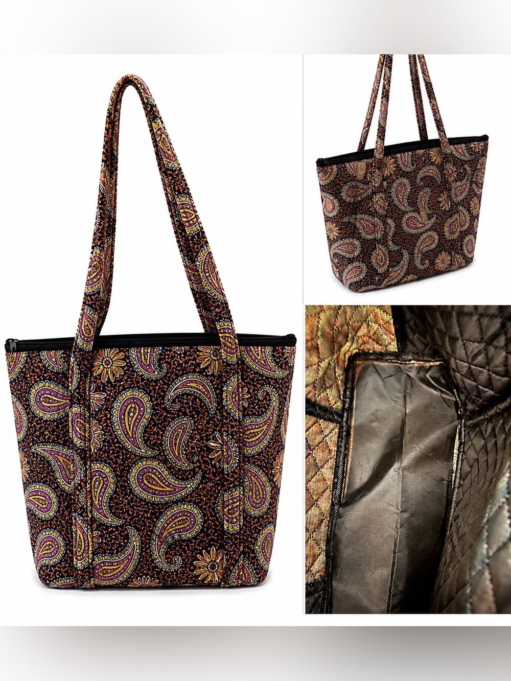 Boho Paisley Tote Bag | Quilted Interior | Everyday Shoulder Bag